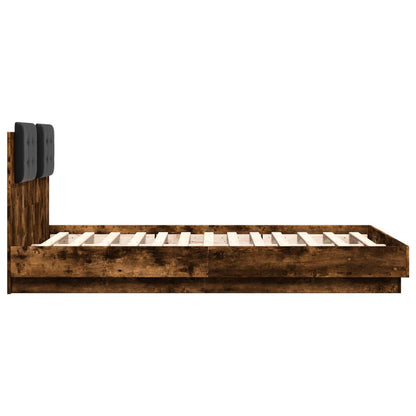 Bed Frame with Headboard Smoked Oak 120x190 cm Small Double Engineered Wood