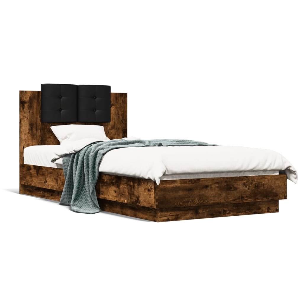 Bed Frame without Mattress Smoked Oak 90x190 cm Single