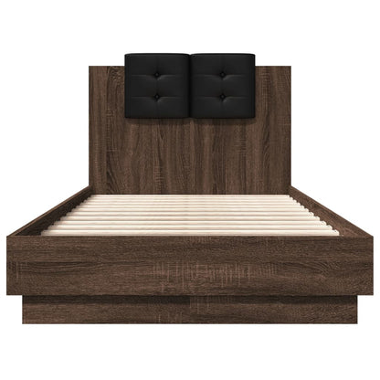 Bed Frame with Headboard Brown Oak 90x190 cm Single Engineered Wood