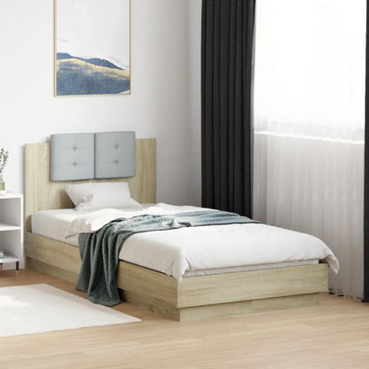 Bed Frame with Headboard Sonoma Oak 75x190 cm Small Single Engineered Wood