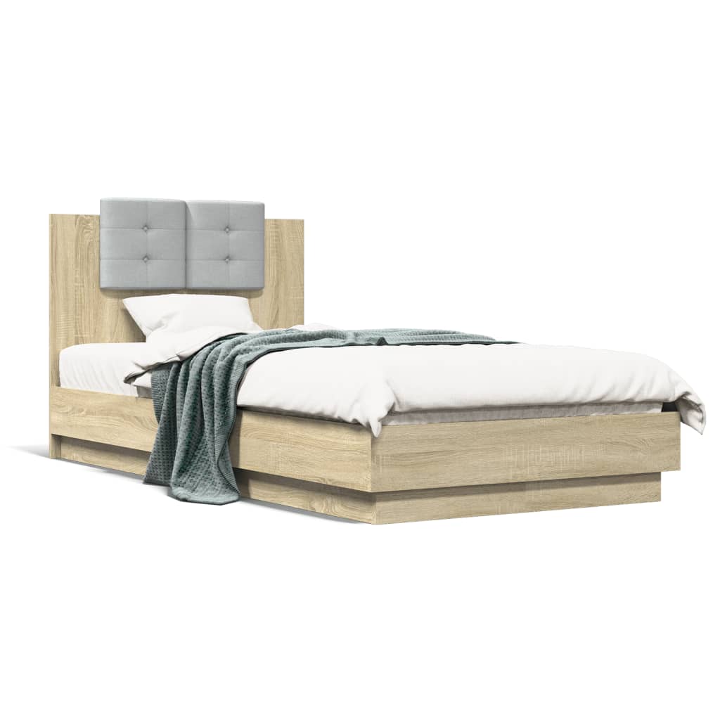 Bed Frame with Headboard Sonoma Oak 75x190 cm Small Single Engineered Wood