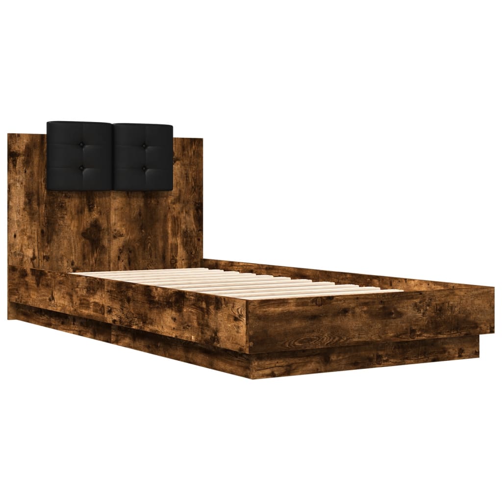 Bed Frame without Mattress Smoked Oak 75x190 cm Small Single