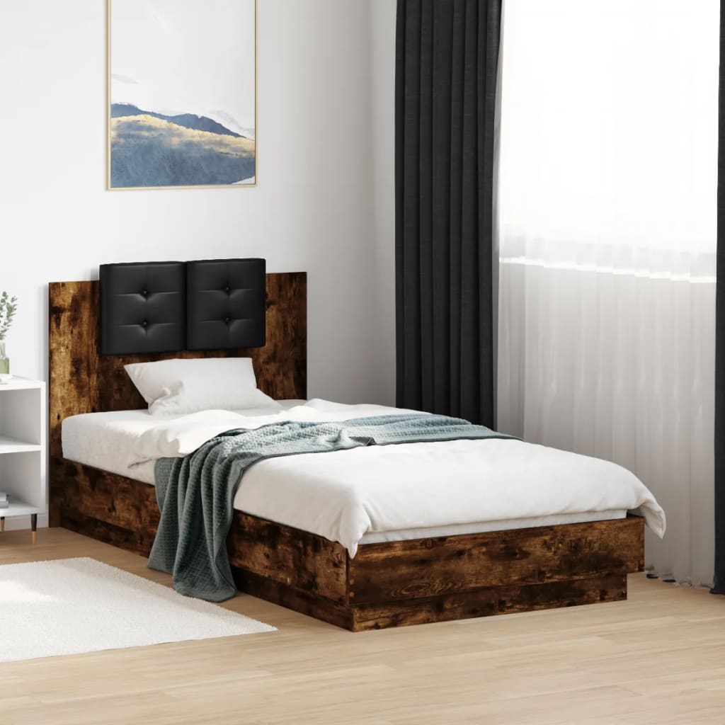 Bed Frame without Mattress Smoked Oak 75x190 cm Small Single