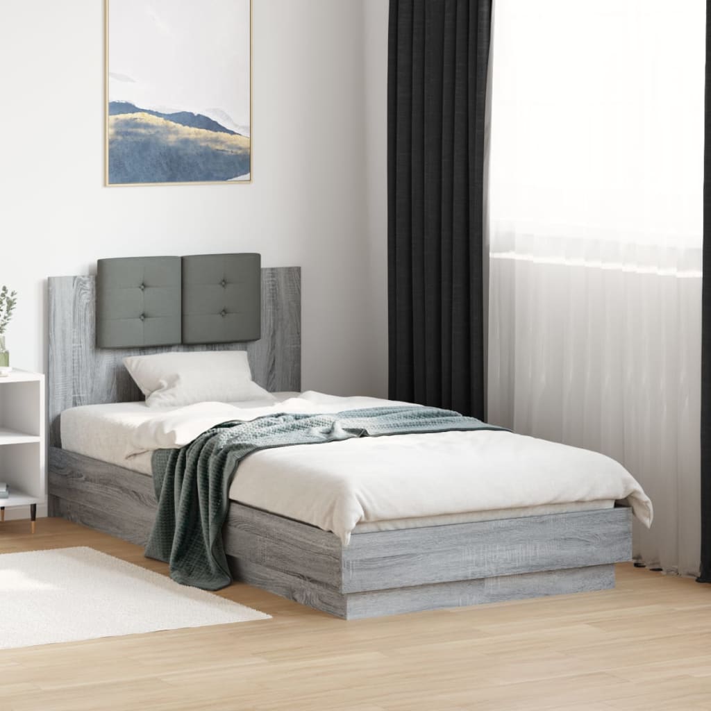 Bed Frame without Mattress Grey Sonoma 75x190 cm Small Single