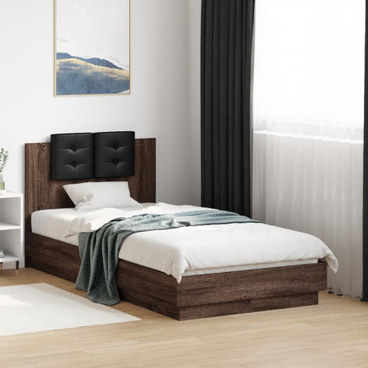 Bed Frame without Mattress Brown Oak 75x190 cm Small Single