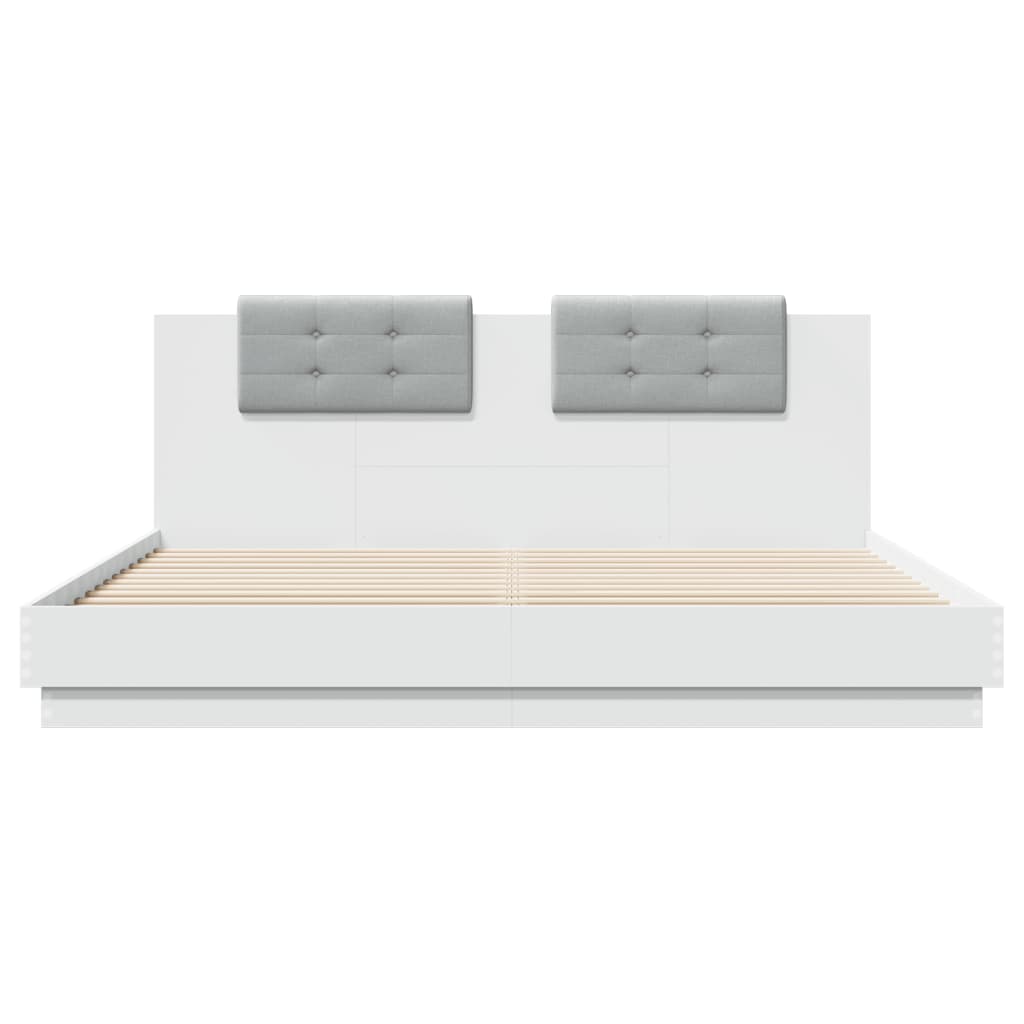 Bed Frame with LED without Mattress White 180x200 cm Super King