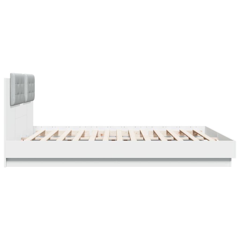 Bed Frame with LED without Mattress White 180x200 cm Super King