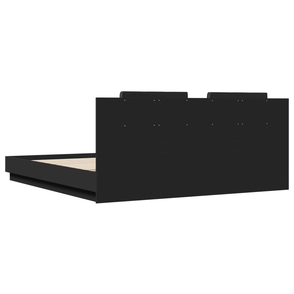 Bed Frame with LED without Mattress Black 180x200 cm Super King