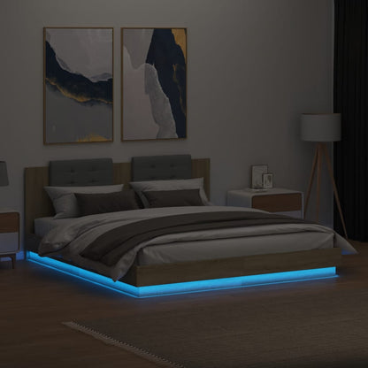 Bed Frame with LED without Mattress Sonoma Oak 180x200 cm Super King