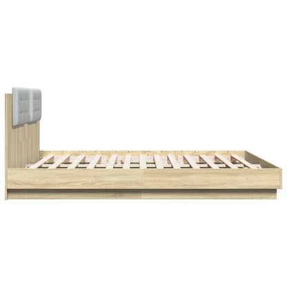 Bed Frame with LED without Mattress Sonoma Oak 180x200 cm Super King