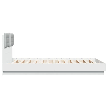 Bed Frame with LED without Mattress White 150x200 cm King Size