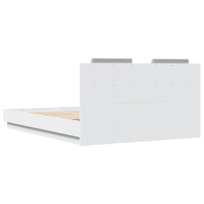 Bed Frame with LED without Mattress White 150x200 cm King Size