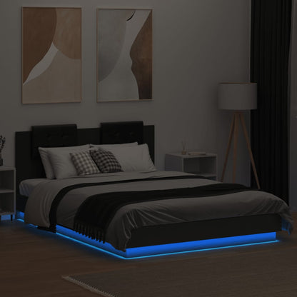 Bed Frame with LED without Mattress Black 150x200 cm King Size