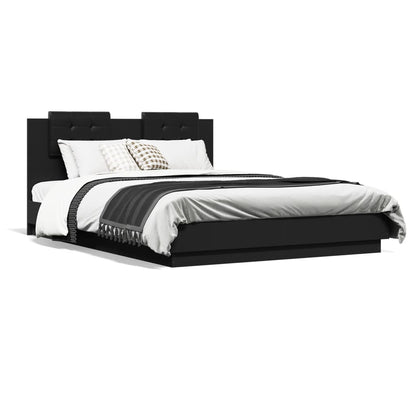 Bed Frame with LED without Mattress Black 150x200 cm King Size