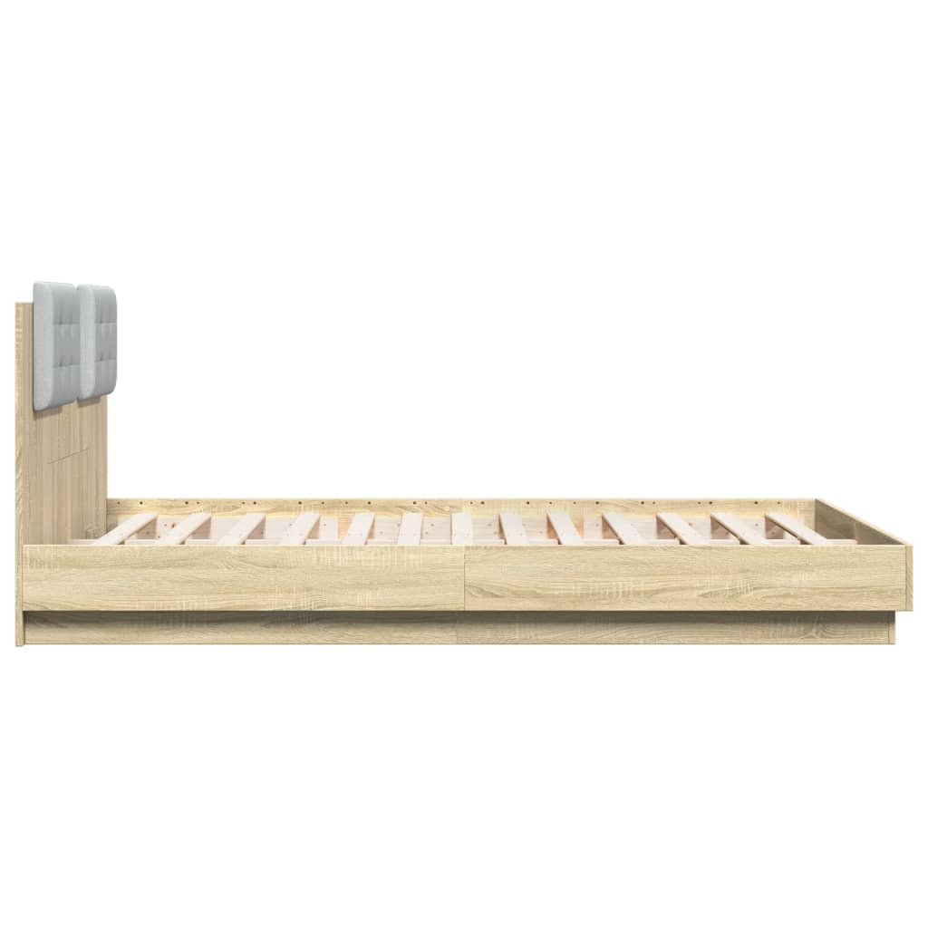 Bed Frame with LED without Mattress Sonoma Oak 140x200 cm