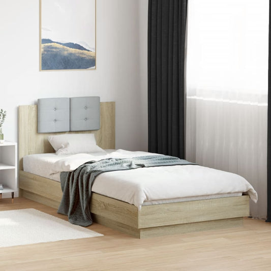 Bed Frame with LED without Mattress Sonoma Oak 100x200 cm