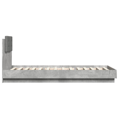 Bed Frame with LED without Mattress Concrete Grey 100x200 cm