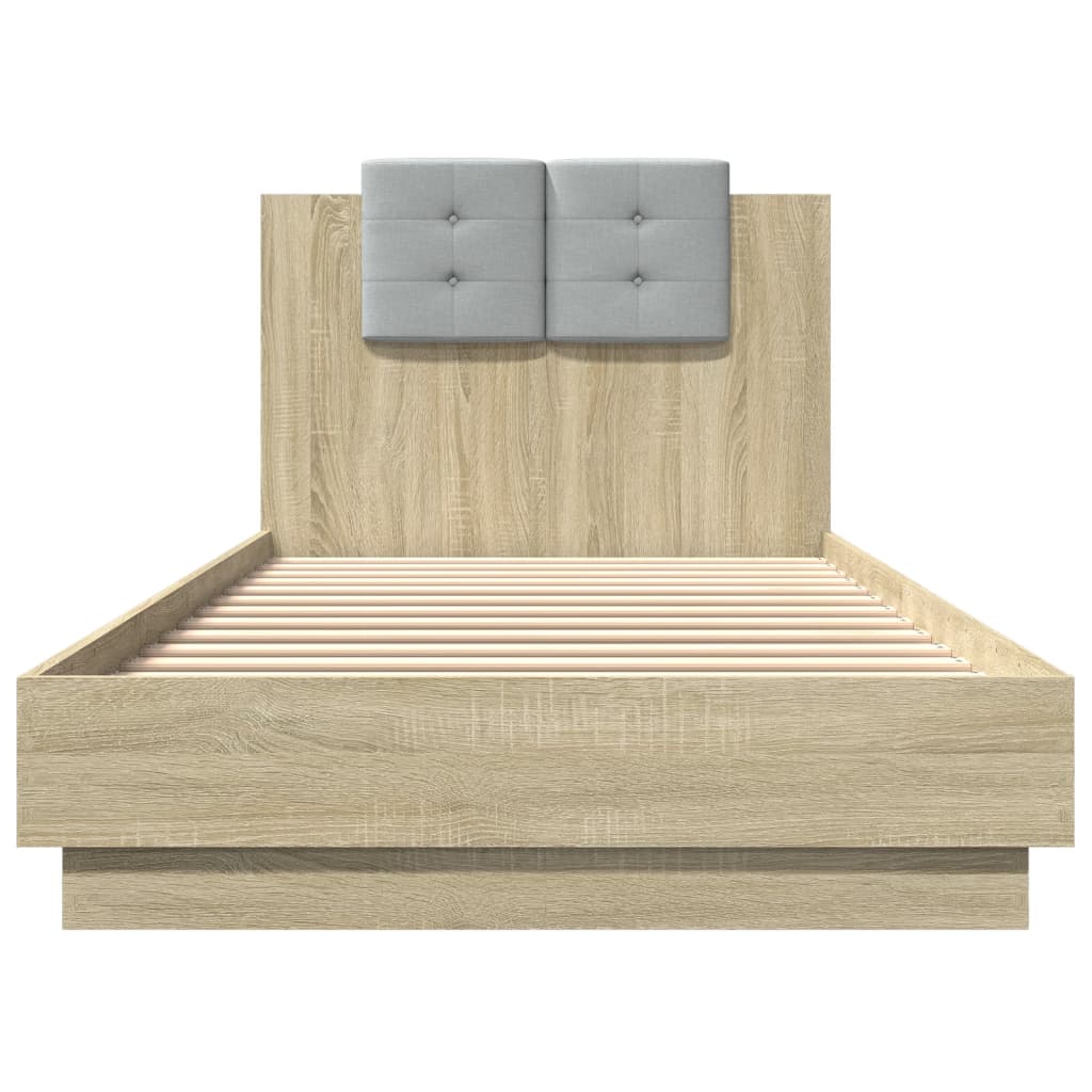 Bed Frame with LED without Mattress Sonoma Oak 90x200 cm