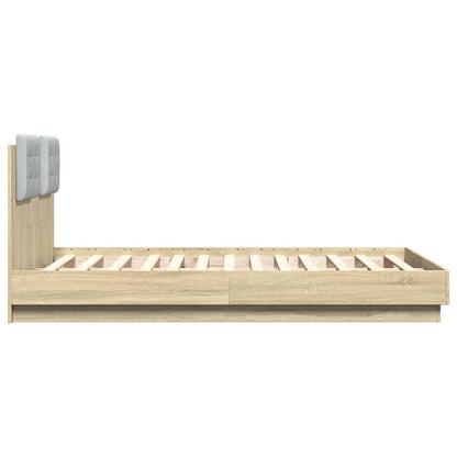 Bed Frame with LED without Mattress Sonoma Oak 140x190 cm