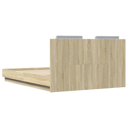 Bed Frame with LED without Mattress Sonoma Oak 140x190 cm