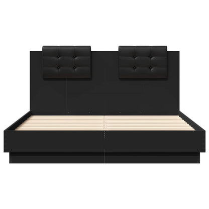 Bed Frame with LED without Mattress Black 135x190 cm Double