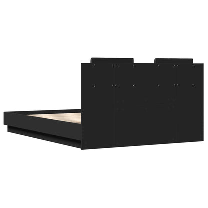 Bed Frame with LED without Mattress Black 135x190 cm Double