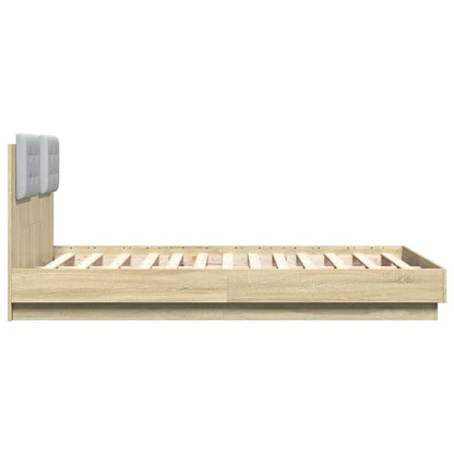 Bed Frame with LED without Mattress Sonoma Oak 135x190 cm Double