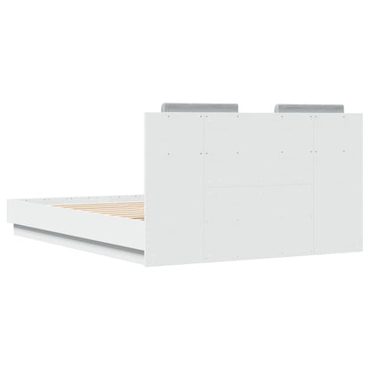 Bed Frame with Headboard and LED Lights White 120x190 cm Small Double