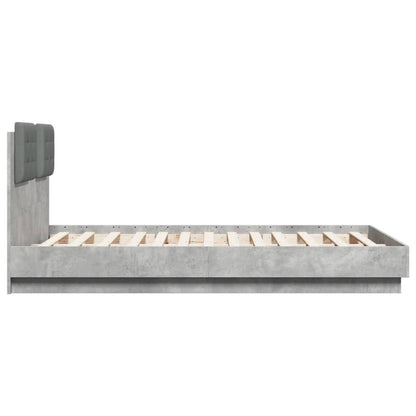 Bed Frame with LED without Mattress Concrete Grey 120x190 cm Small Double