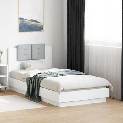 Bed Frame with LED without Mattress White 90x190 cm Single