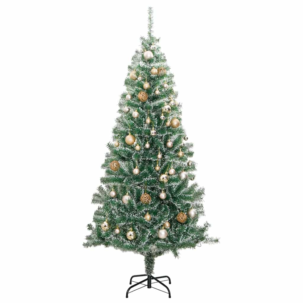 Artificial Christmas Tree 300 LEDs&Ball Set&Flocked Snow 180 cm