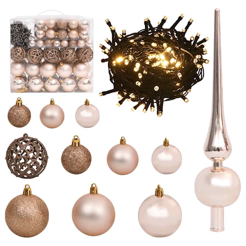 Artificial Christmas Tree 300 LEDs&Ball Set&Flocked Snow 180 cm