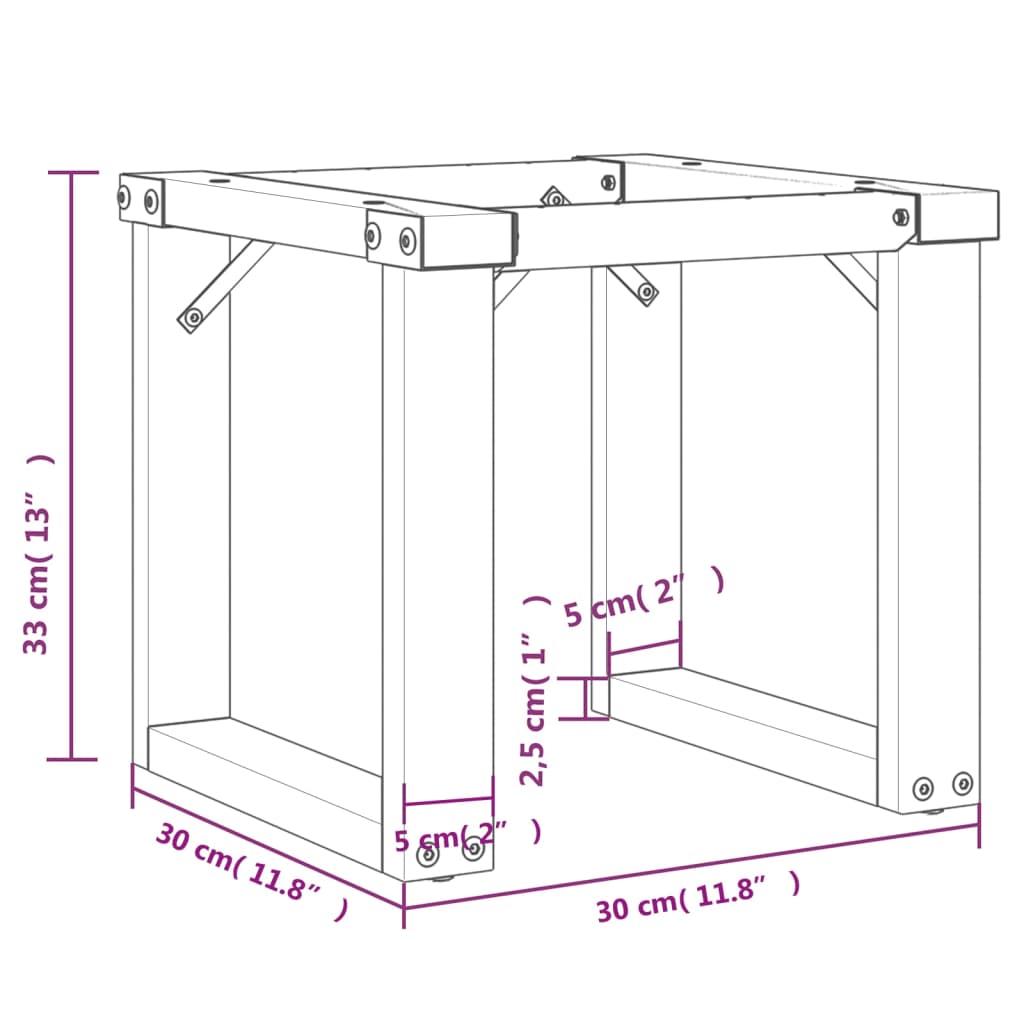 Coffee Table Legs O-Frame 30x30x33 cm Steel