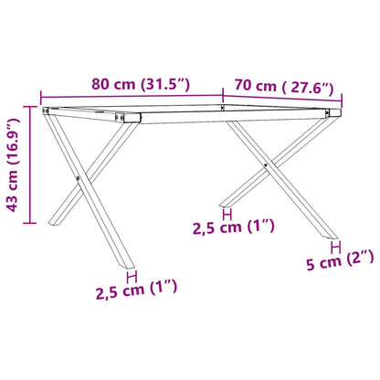 Coffee Table Legs X-Frame 80x70x43 cm Cast Iron