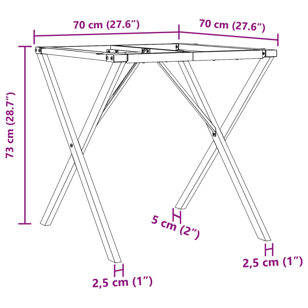 Dining Table Legs X-Frame 70x70x73 cm Cast Iron