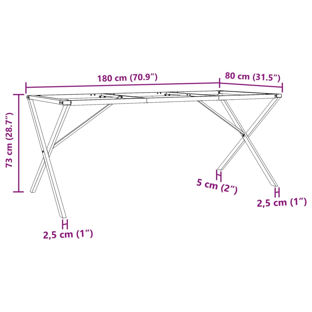 Dining Table Legs X-Frame 180x80x73 cm Steel