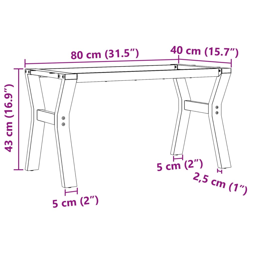 Coffee Table Legs Y-Frame 80x40x43 cm Steel