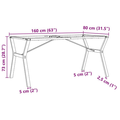 Dining Table Legs Y-Frame 160x80x73 cm Steel