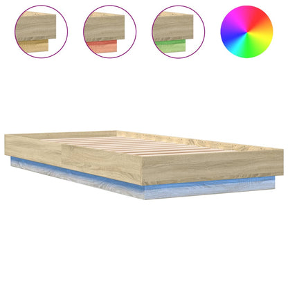 Bed Frame with LED Lights Sonoma Oak 100x200 cm