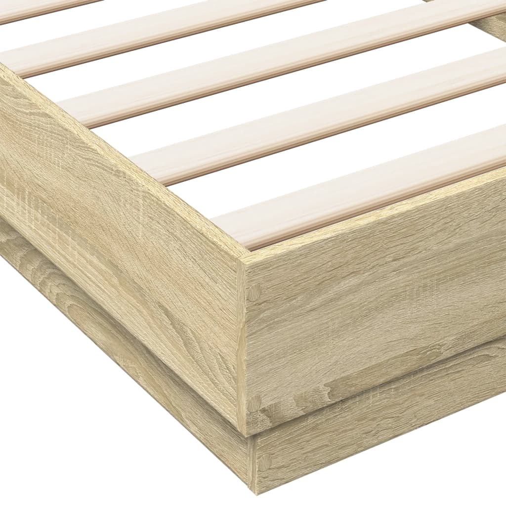 Bed Frame with LED Lights Sonoma Oak 100x200 cm