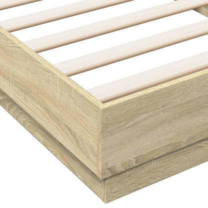 Bed Frame with LED Lights Sonoma Oak 100x200 cm