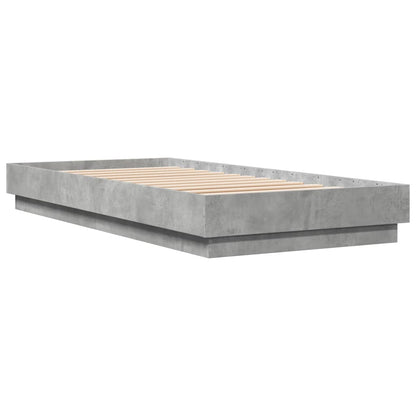 Bed Frame with LED Lights Concrete Grey 100x200 cm