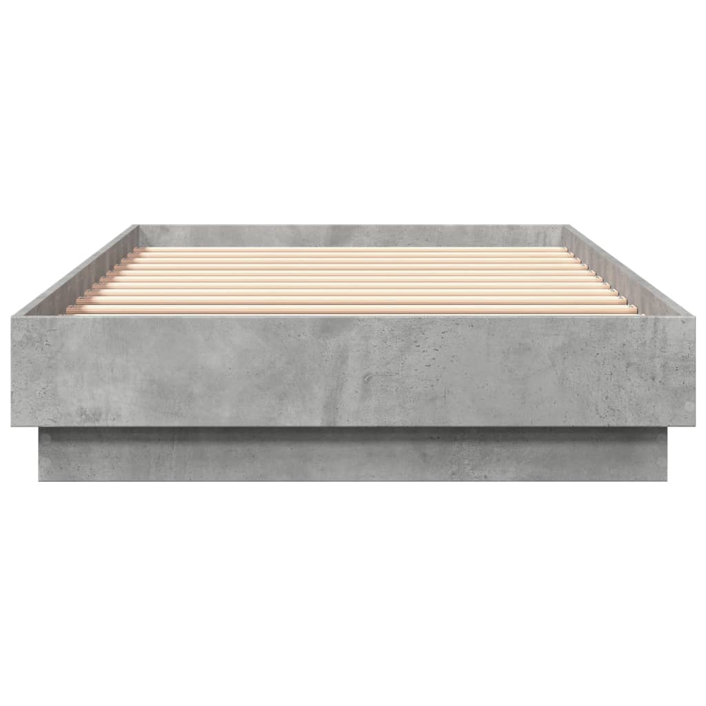 Bed Frame with LED Lights Concrete Grey 100x200 cm