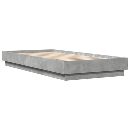 Bed Frame with LED Lights Concrete Grey 100x200 cm