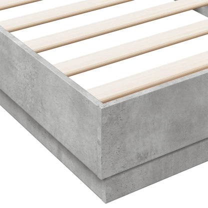 Bed Frame with LED Lights Concrete Grey 100x200 cm