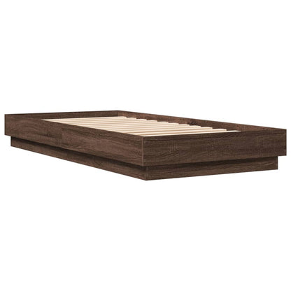 Bed Frame with LED Lights Brown Oak 100x200 cm