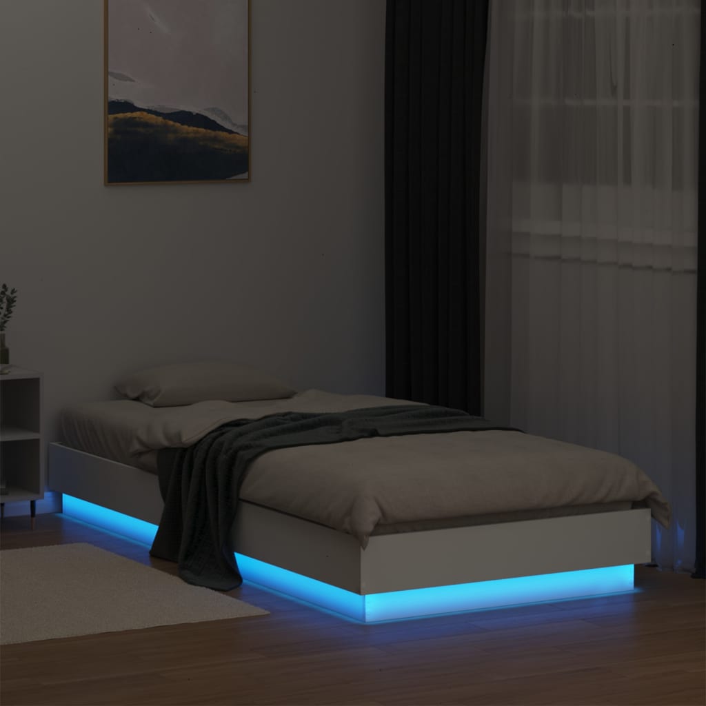 Bed Frame with LED Lights White 90x200 cm