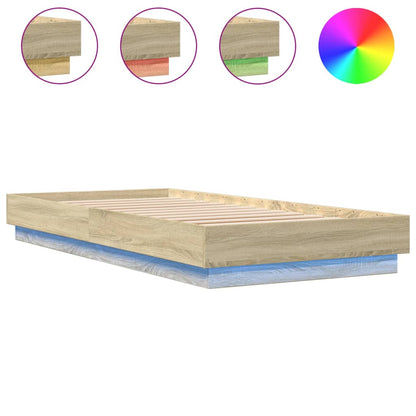 Bed Frame with LED Lights Sonoma Oak 90x200 cm