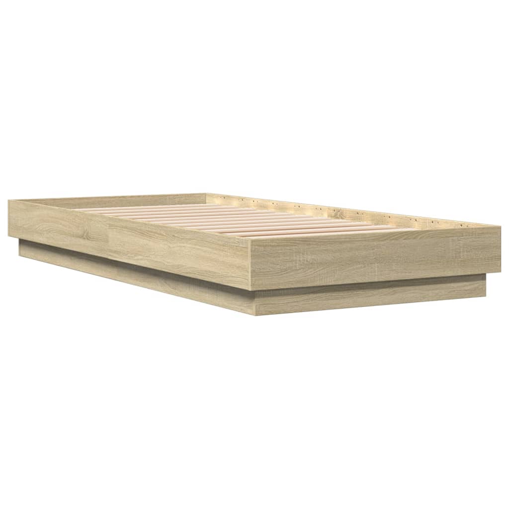 Bed Frame with LED Lights Sonoma Oak 90x200 cm