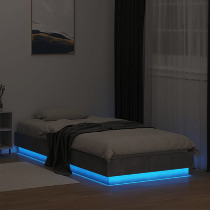 Bed Frame with LED Lights Concrete Grey 90x200 cm